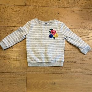 Classic Striped Sweatshirt with Embroidered Floral Accent